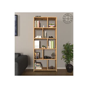Cordoba 5 Raflı 10 Bölmeli Kitaplık Dekoratif Modern Kitaplık, Rivoli Çam