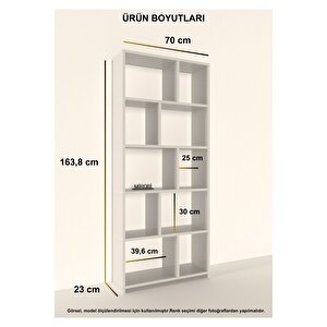 Cordoba 5 Raflı 10 Bölmeli Kitaplık Dekoratif Modern Kitaplık, Rivoli Çam