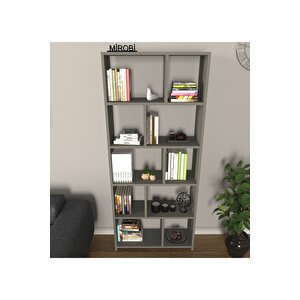 Cordoba 5 Raflı 10 Bölmeli Kitaplık Dekoratif Modern Kitaplık Antrasit Antrasit