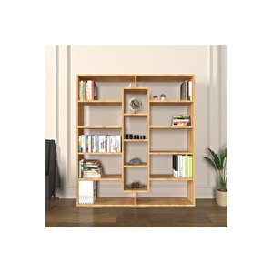 Kiola 14 Bölmeli Dekoratif Açık Tasarım Kitaplık Modern Kitaplık Rivoli Çam