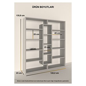 Kiola 14 Bölmeli Dekoratif Açık Tasarım Kitaplık Modern Kitaplık Rivoli