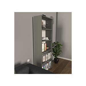 Modern 5 Raflı Kitaplık Dekoratif Kitaplık Antrasit Antrasit