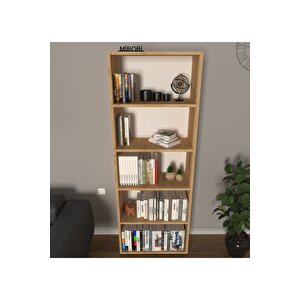 Modern 5 Raflı Kitaplık Dekoratif Kitaplık Rivoli Çam