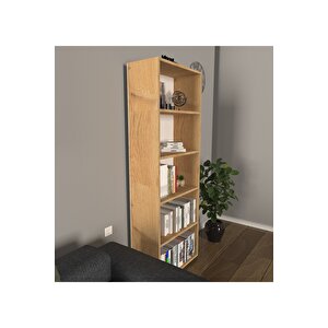 Modern 5 Raflı Kitaplık Dekoratif Kitaplık Rivoli Çam