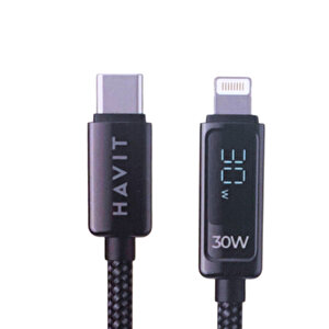 Cb6246 Pd30w Type-c To Lightning (iphone) Göstergeli Şarj Kablosu