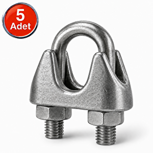 Klemens Çelik Halat Klemensi  (5 Li Paket) 8 Mm