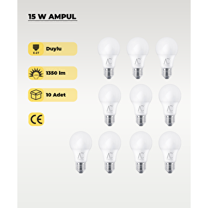 15w Led Ampul 3200k Sarı Işık 10 Adet