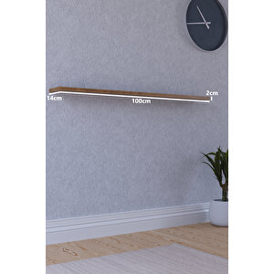 100 Cm Safir Meşe Mdf Uçan Duvar Rafı Gizli Bağlantı Kitaplık