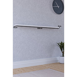 100 Cm Mat  Beyaz Mdf Uçan Duvar Rafı Gizli Bağlantı Kitaplık