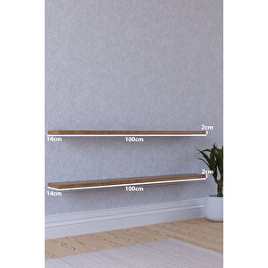 100 Cm 2li Safir Meşe Mdf Uçan Duvar Rafı Gizli Bağlantı Kitaplık