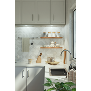 60 Cm 2li Safir Meşe Mdf Uçan Duvar Rafı Gizli Bağlantı Kitaplık
