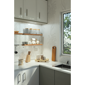 60 Cm 2li Safir Meşe Mdf Uçan Duvar Rafı Gizli Bağlantı Kitaplık