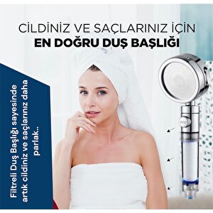 Masaj Özellikli Su Tasarruflu Kireç Önleyici Özellikli Duş Başlığı (20 Adet Yedek Filtreli)