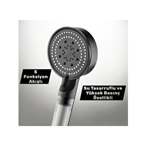 Kireç Önleyici Özellikli,su Tasarruflu Duş Başlığı 5 Fonksiyonlu.(5 Adet Yedek Filtreli)