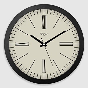 Galaxy Premium Serisi Roma Rakamlı Modern Kadranlı Duvar Saati 35 Cm Siyah