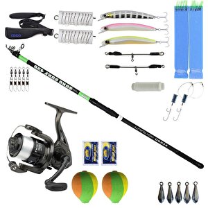 Yekoutdoor Full Takım Olta Seti Kendo Suro Surf 420cm 100-200gr Teleskopik Olta Kamışı&dam Nova 7000 Fd 1bb 337m/0.40mm Olta Makin