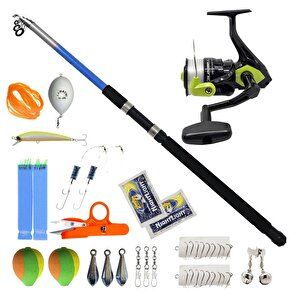Yek Outdoor Hazır Olta Seti Elbe 3.50m Olta Kamışı& Okuma Fin Chaser X Fnx-40ng Blue 1bb Olta Makinesi