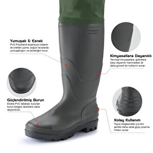 Protackle Primax Taslan Su Geçirmez Haki Tulum Çizme (ncw003) 46