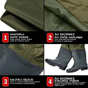Protackle Primax Taslan Su Geçirmez Haki Tulum Çizme (ncw003) 45