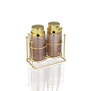 Okyanus Home Gold Standlı Elegans İkili Sıvı Sabunluk
