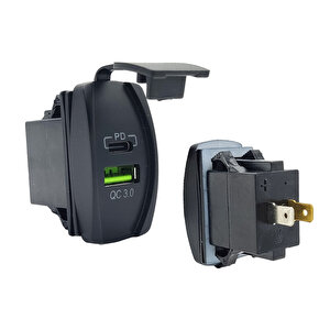 Su Geçirmez Tekne Araba Usb Qc 3.0 Ve Type-c Pd Araç Şarj Soketi