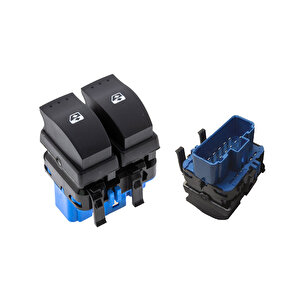 Renault Megane, Laguna, Trafic, Scenic, Clio 2 Ön Sol Cam Açma Kapama Düğmesi - 10 Pin Mavi Soket
