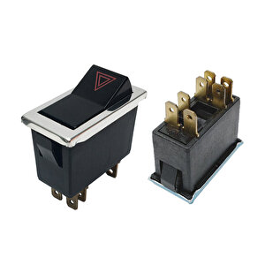 Universal Sinyal Flaşör Düğmesi Anahtarı 7 Pin Rocker Switch - 7700557581 / 7700646224  / 7700646226