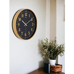 Galaxy D-218-a-9 Eskitme Kadran 30 Cm Sessiz Akar Duvar Saati Gold-lacivert