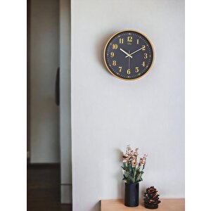Galaxy D-218-a-9 Eskitme Kadran 30 Cm Sessiz Akar Duvar Saati Gold-lacivert