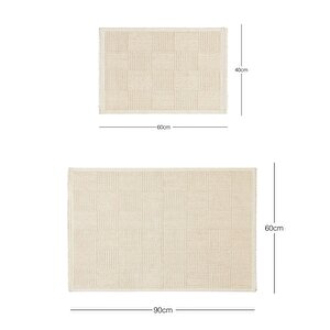 2'li Yıkanabilir Pamuklu Ekru Renk Dama Desen Paspas 1 Adet 40 X 60 / 60 X 90 Cm