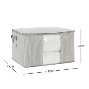 Büyük Boy Pvc Pencereli Gri Balıksırtı Hurç 60 X 43 X 35 Cm