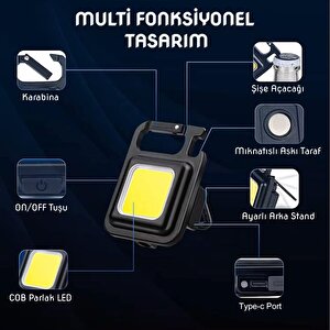 Panther Şarjlı Mıknatıslı Cob Led Fener Pt-909