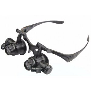 Gözlük Modeli 10x 15x 20x 25x Lens 2 Led Işıklı Büyüteç