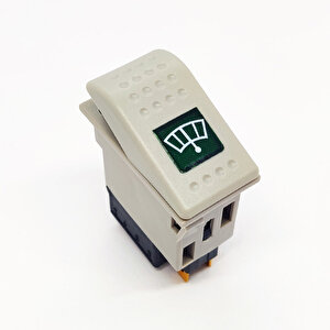 Bmc Profesyonel Gri Silecek Fasıla Anahtar Düğme Rocker Switch 2 Pin (off-on) Ampullü 24v