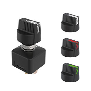 Çevirmeli Far Kalorifer Klima Anahtarı 2-3 Kademe Rotary Switch Işıklı Kullanım Model 1 Beyaz