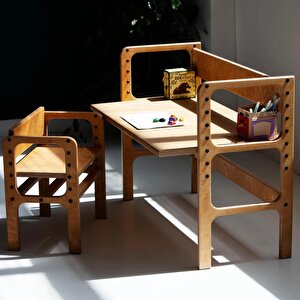 Nido, Montessori Ahşap Çocuk Masa Ve Taburesi, 100x74, Cpt4772-100
