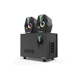 Torima D37 Siyah Bluetooth Hoparlör 2in1 Subwoofer Rgb Işıklı Bilgisayar Hoparlörü Speaker