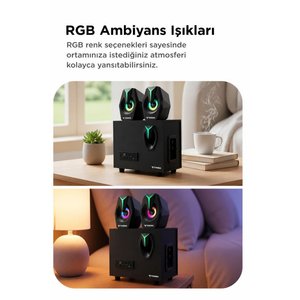 Torima Bilgisayar Hoparlörü Rgb Işıklı 2in1 Subwoofer Bluetooth Hoparlör Speaker D37 Siyah