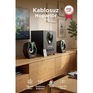 Torima Bilgisayar Hoparlörü Rgb Işıklı 2in1 Subwoofer Bluetooth Hoparlör Speaker D38 Siyah