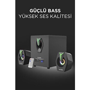 Torima D38 Siyah Bluetooth Hoparlör 2in1 Subwoofer Rgb Işıklı Bilgisayar Hoparlörü Speaker
