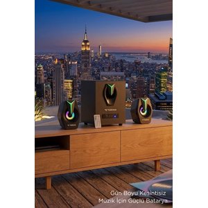 Torima Bilgisayar Hoparlörü Rgb Işıklı 2in1 Subwoofer Bluetooth Hoparlör Speaker D38 Siyah