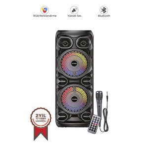 Torima D28 Siyah Rgb Işıklı Mikrofonlu Kumandalı Usb/tf/bt/fm/aux Bluetooth Hoparlör