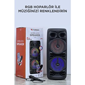 Torima D28 Siyah Rgb Işıklı Mikrofonlu Kumandalı Usb/tf/bt/fm/aux Bluetooth Hoparlör