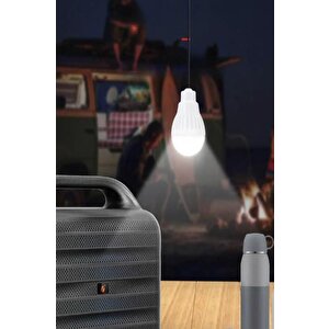 Torima Gts-1768 Mikrofon,1 Led Ampül Ve Fenerli Bluetooth Hoparlör Güneş Panelli Powerbank Kamp Hoparlörü