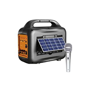 Torima Gts-1768 Mikrofon,1 Led Ampül Ve Fenerli Bluetooth Hoparlör Güneş Panelli Powerbank Kamp Hoparlörü