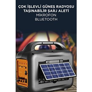 Torima Gts-1768 Mikrofon,1 Led Ampül Ve Fenerli Bluetooth Hoparlör Güneş Panelli Powerbank Kamp Hoparlörü