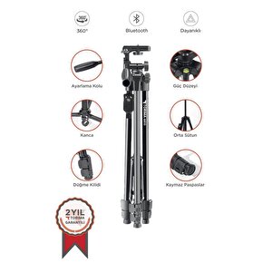 Torima 8810 Profesyonel 360 Derece Çok Amaçlı 1.2m Tripod Kamera Tripod