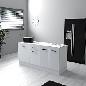Yrkn180 180 Cm Beyaz Mdf Ada + Mermerit + Montaj