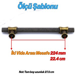 Arsin Eskitme Antik Sarı Metal Kulp 224 Mm - 22.4 Cm Mobilya Mutfak Dolabı Dolap Kulpları Kulbu