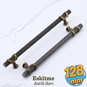 Arsin Eskitme Antik Sarı Metal Kulp 128 Mm - 12.8 Cm Mobilya Mutfak Dolabı Dolap Kulpları Kulbu